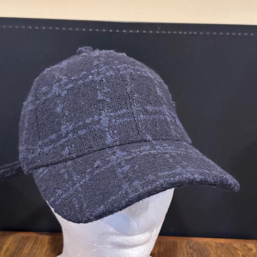 Banana Republic Mens Navy Blue Plaid Textured Strapback Baseball Hat One Size